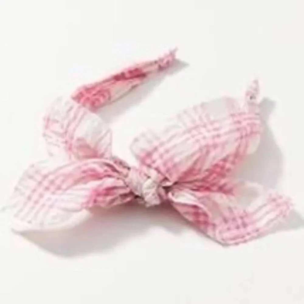 COPY - NWT Anthropologie Pink Gingham Bow Headband